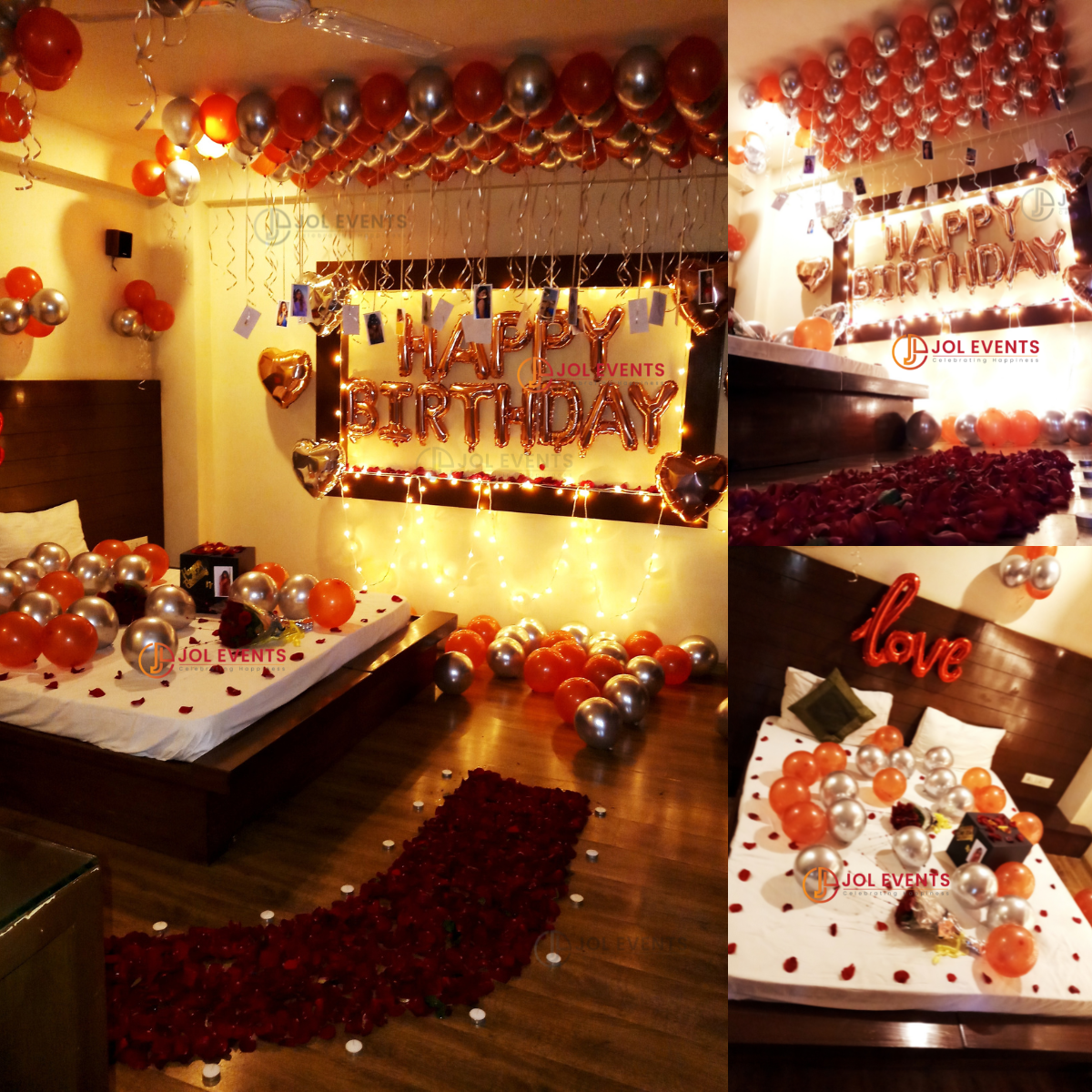 Romantic Rose Gold & Silver Balloon Decoration