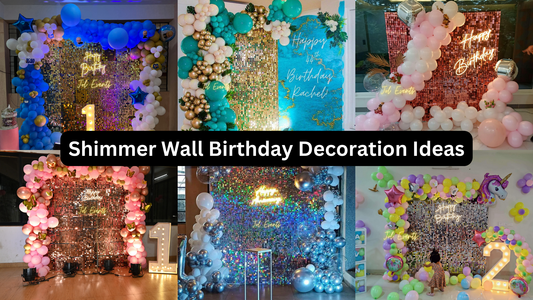 Shimmer Wall Birthday Decoration Ideas | Shimmer Wall With balloon Garland