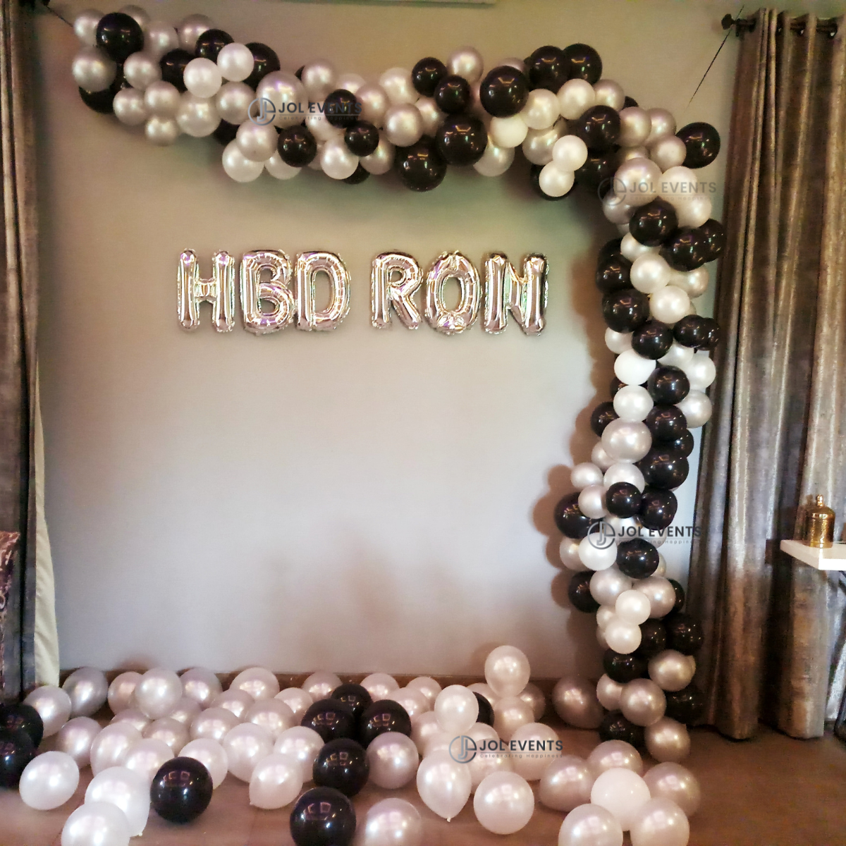 Black Silver and White Balloon Garland